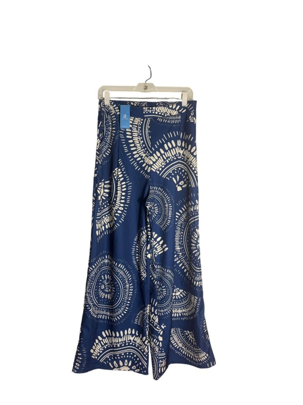 Blue & White Wide-Leg Pants With Boho Print Medium Cupshe 100% Polyester - Picture 2 of 12